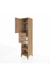 Hyperion Dolap 4 Raflı 2 Çekmeceli Tek Kapaklı 44x44x195 Çam-Çam