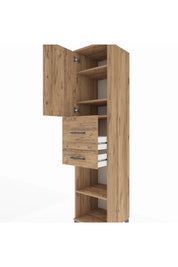 Hyperion Dolap 4 Raflı 2 Çekmeceli Tek Kapaklı 44x44x195 Çam-Çam