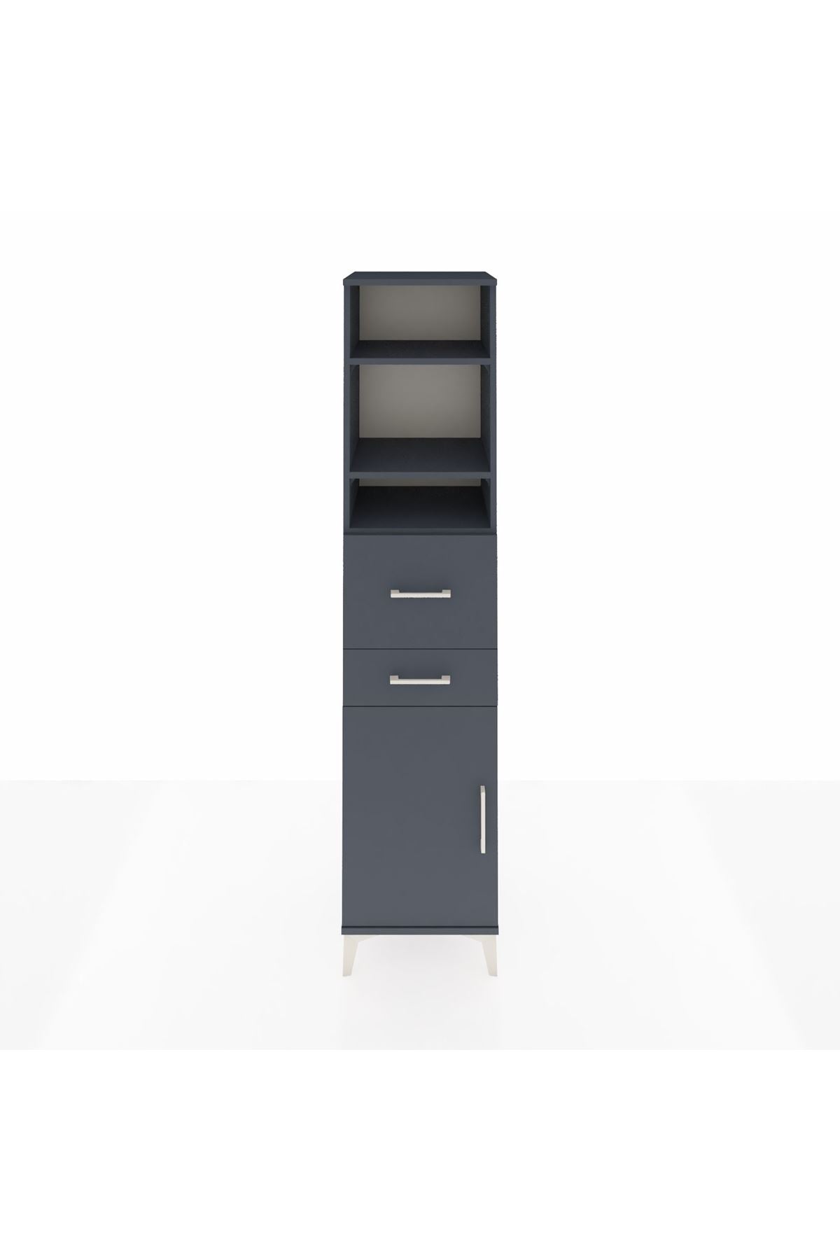Hyperion Dolap 4 Raflı 2 Çekmeceli Tek Kapaklı 44x44x195 Antrasit-Antrasit