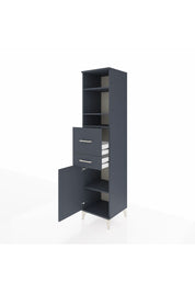 Hyperion Dolap 4 Raflı 2 Çekmeceli Tek Kapaklı 44x44x195 Antrasit-Antrasit