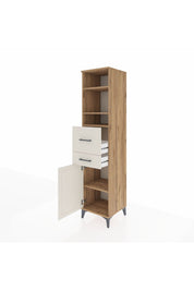 Hyperion Dolap 4 Raflı 2 Çekmeceli Tek Kapaklı 44x44x195 Çam-Aytaşı