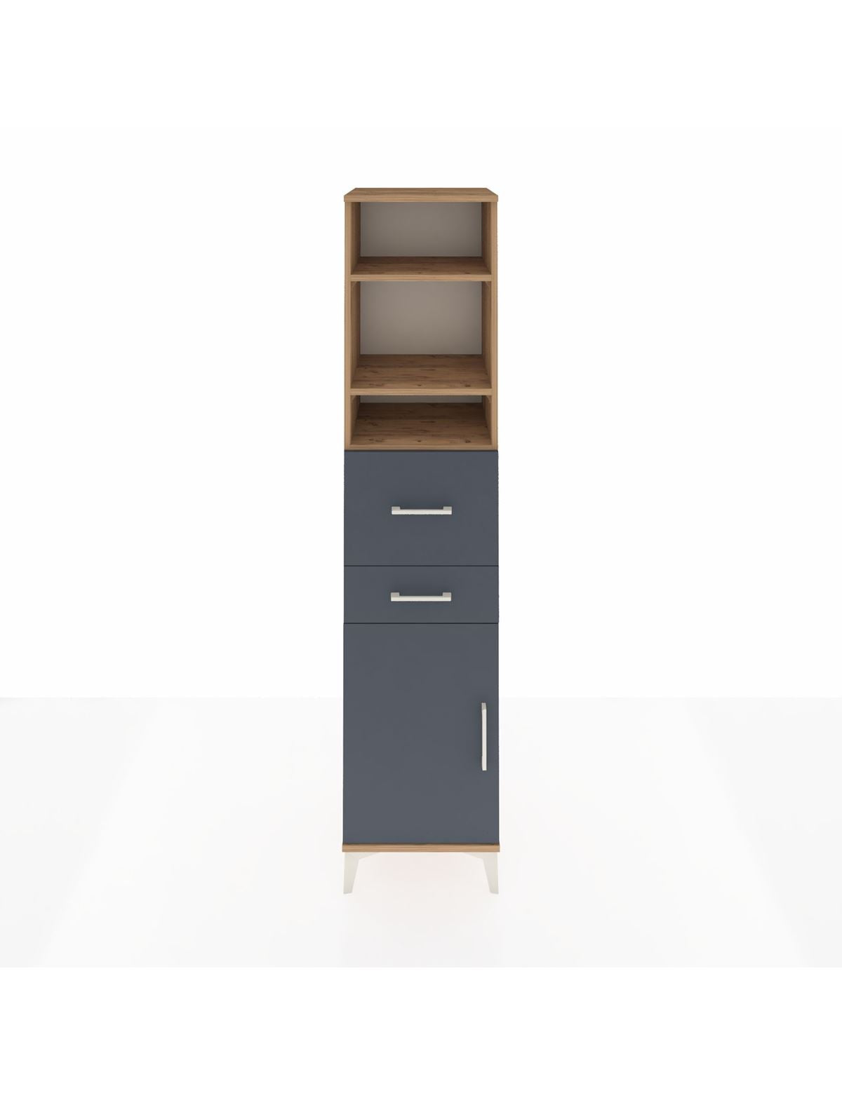 Hyperion Dolap 4 Raflı 2 Çekmeceli Tek Kapaklı 44x44x195 Çam-Antrasit