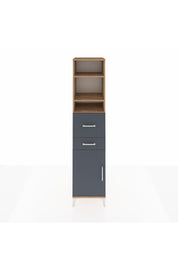Hyperion Dolap 4 Raflı 2 Çekmeceli Tek Kapaklı 44x44x195 Çam-Antrasit