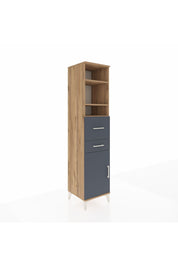 Hyperion Dolap 4 Raflı 2 Çekmeceli Tek Kapaklı 44x44x195 Çam-Antrasit