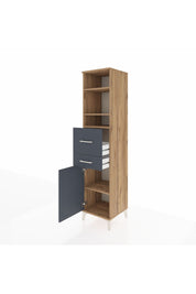 Hyperion Dolap 4 Raflı 2 Çekmeceli Tek Kapaklı 44x44x195 Çam-Antrasit