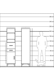 Hyperion Dolap 4 Raflı 2 Çekmeceli Tek Kapaklı 44x44x195 Çam-Çam