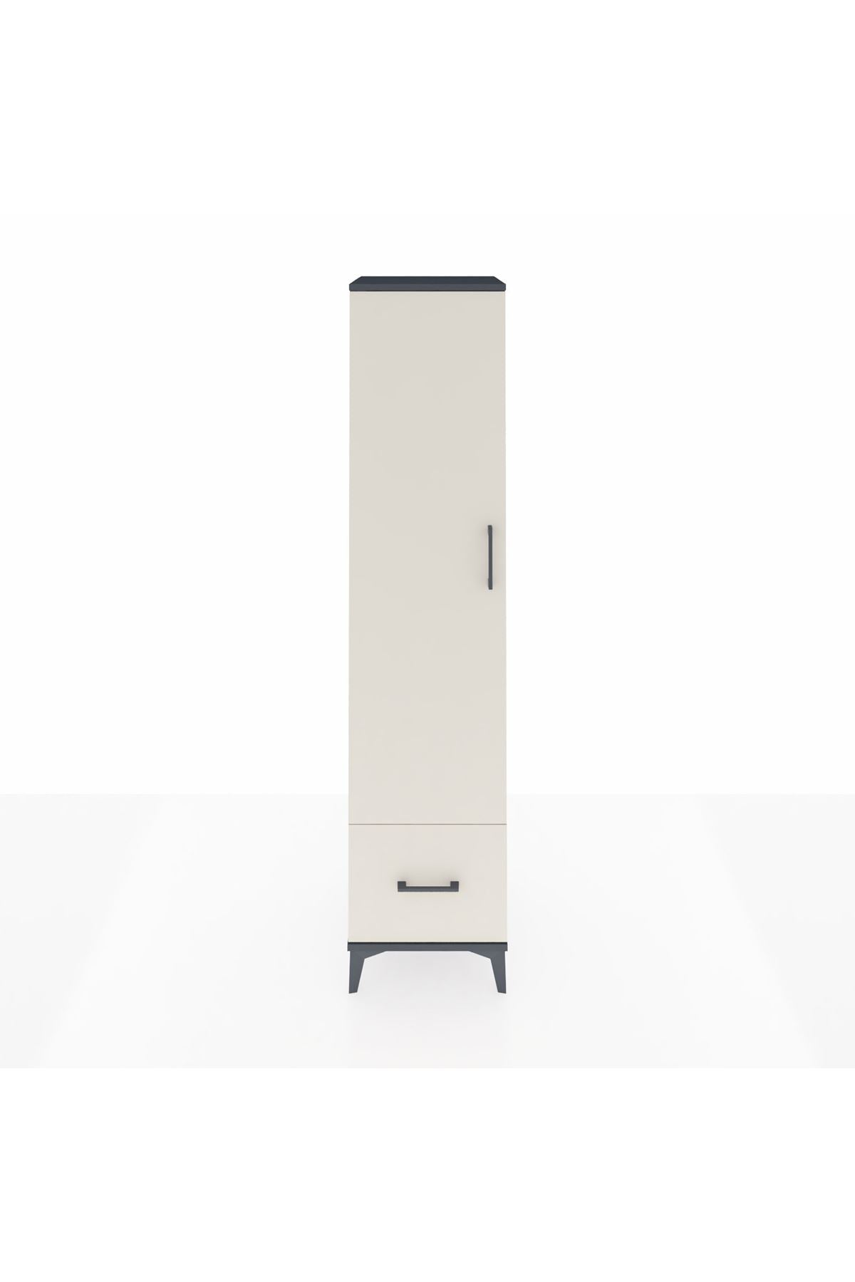 Hyperion Dolap 3 Raflı Tek Çekmeceli Tek Askılı 44x44x195 Antrasit-Aytaşı