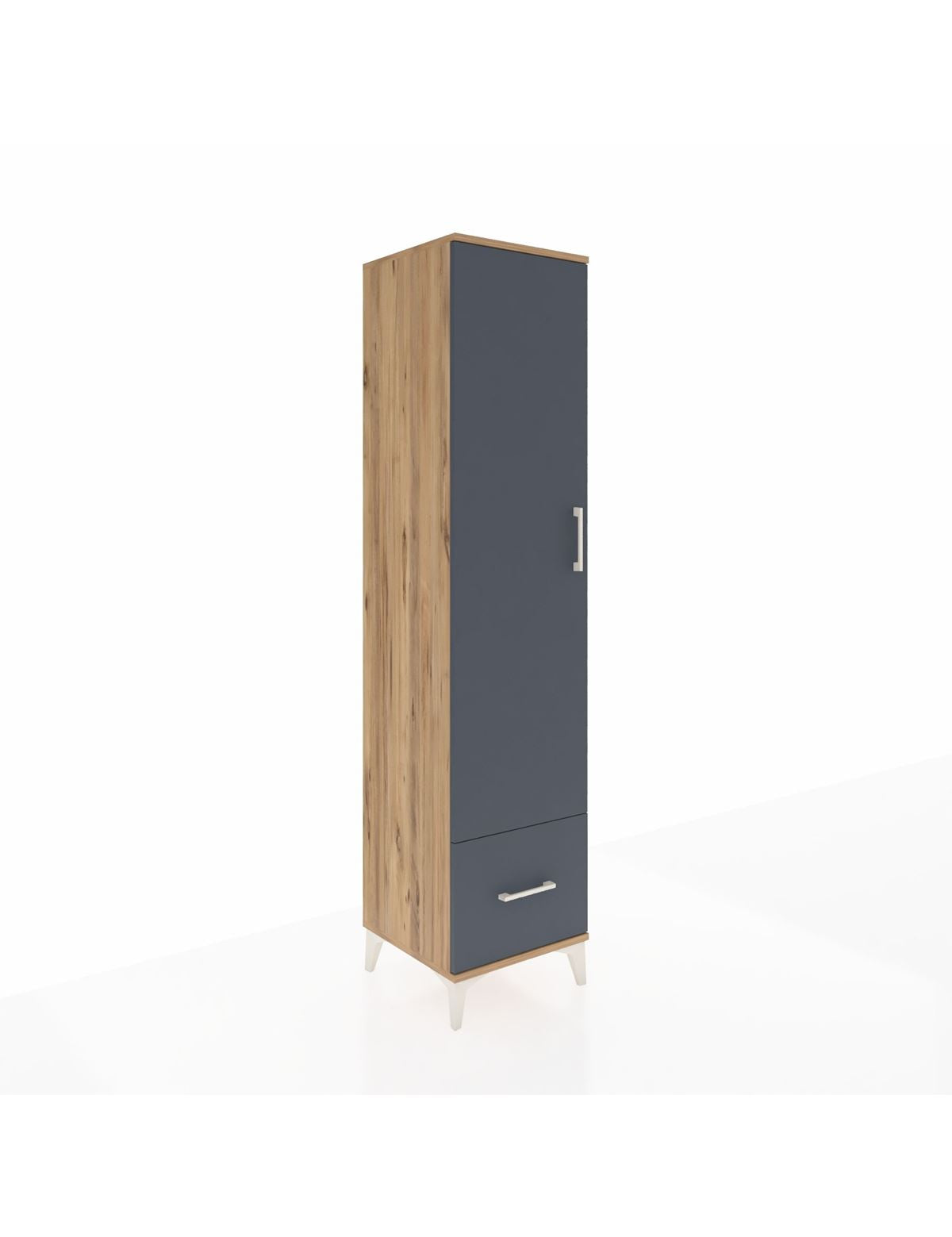 Hyperion Dolap 3 Raflı Tek Çekmeceli Tek Askılı 44x44x195 Çam-Antrasit