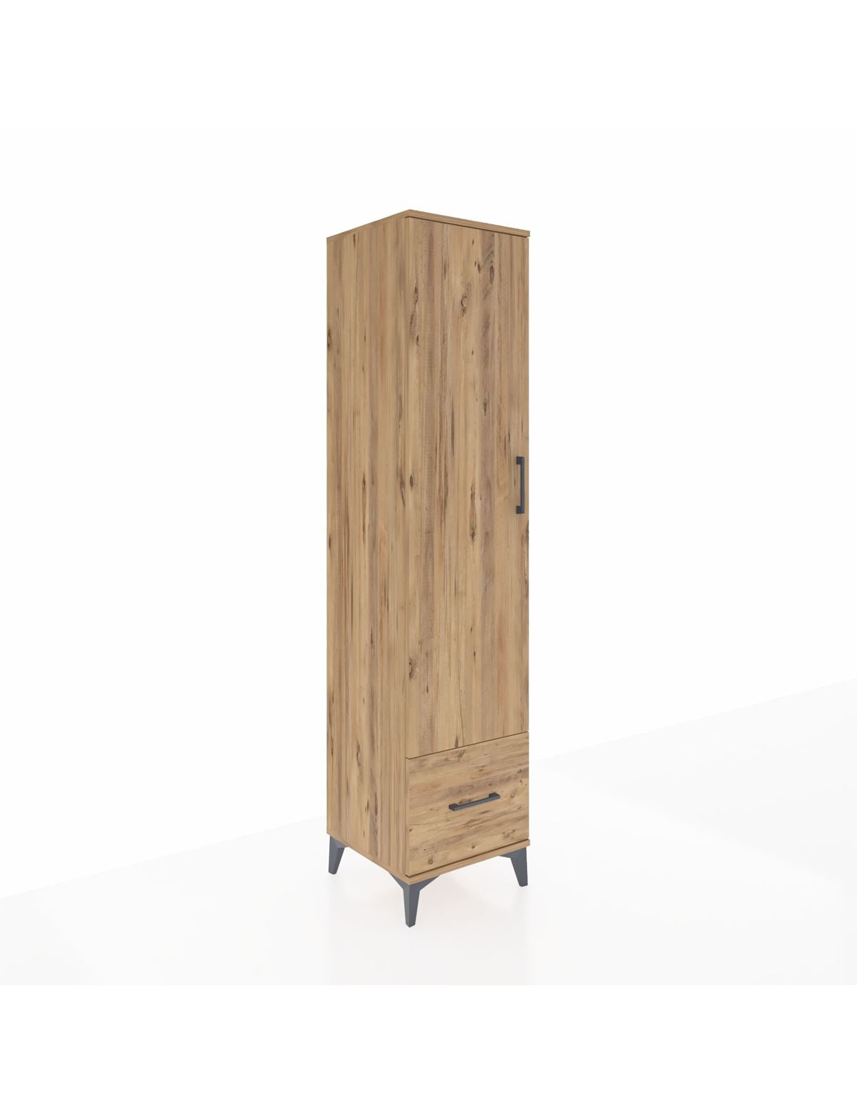 Hyperion Dolap 3 Raflı Tek Çekmeceli Tek Askılı 44x44x195 Çam-Çam