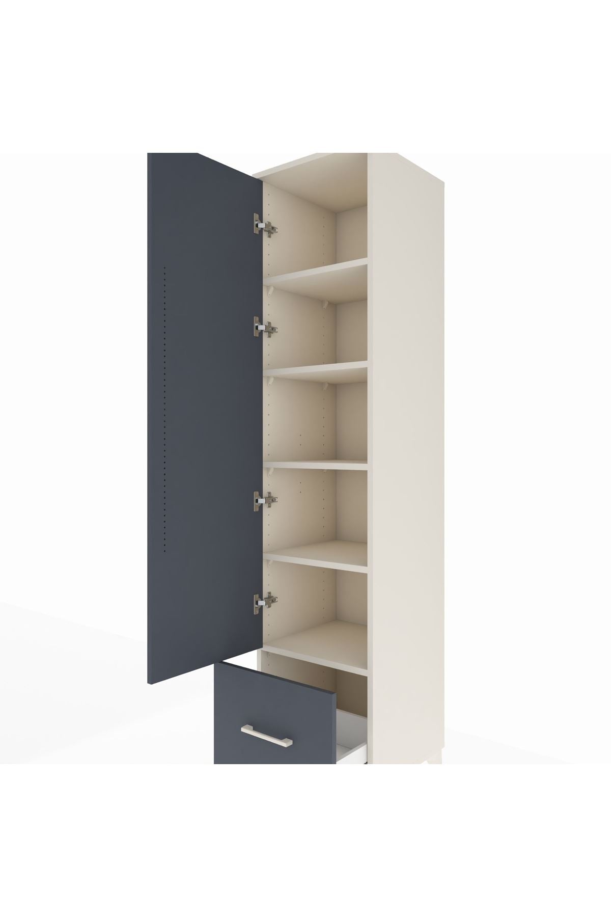 Hyperion Dolap 5 Raflı Tek Çekmeceli Tek Kapaklı 44x44x195 Aytaşı-Antrasit