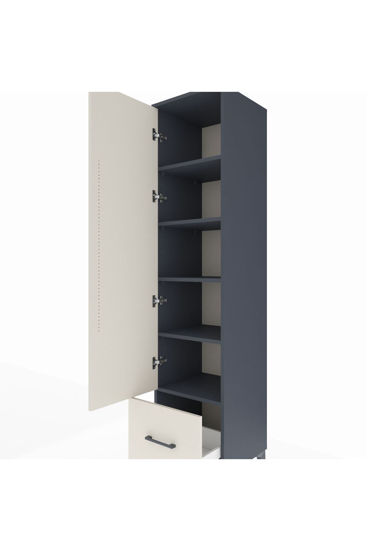 Hyperion Dolap 5 Raflı Tek Çekmeceli Tek Kapaklı 44x44x195 Antrasit-Aytaşı