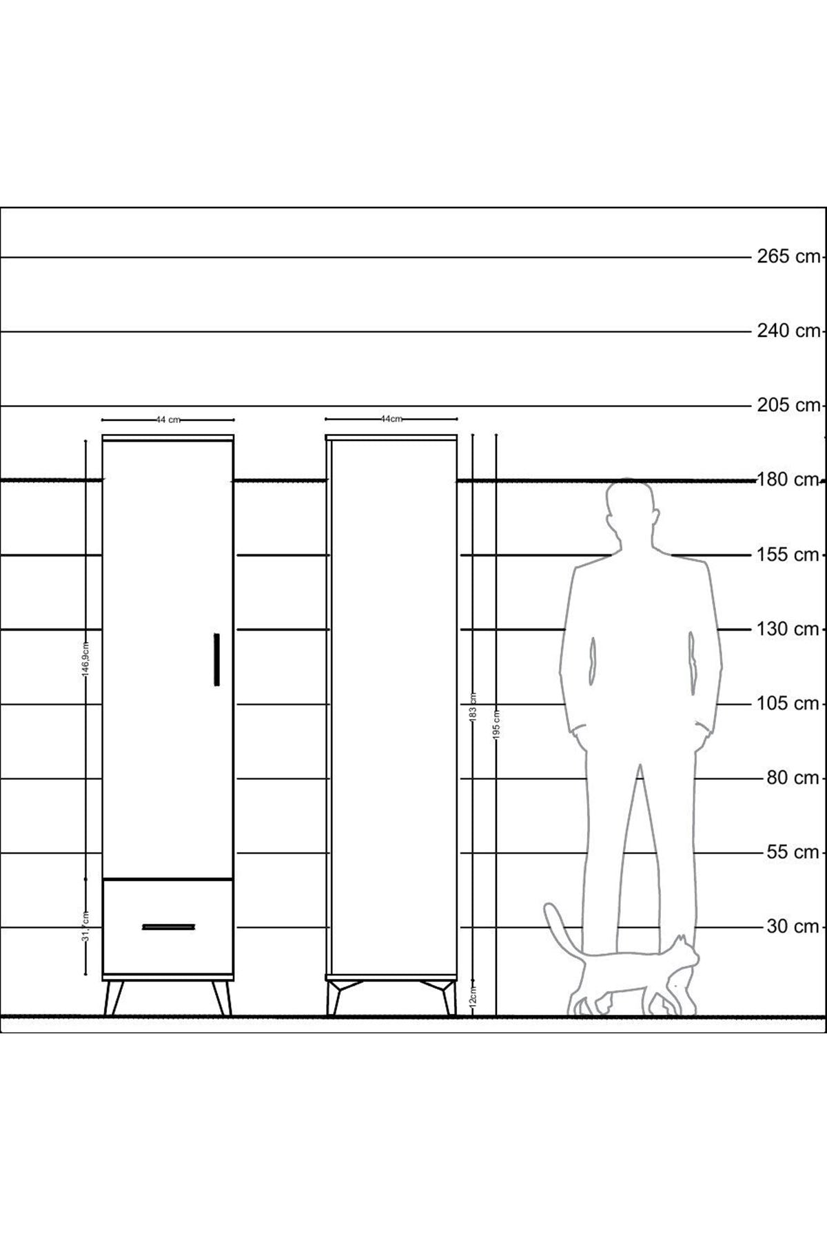 Hyperion Dolap 5 Raflı Tek Çekmeceli Tek Kapaklı 44x44x195 Antrasit-Aytaşı