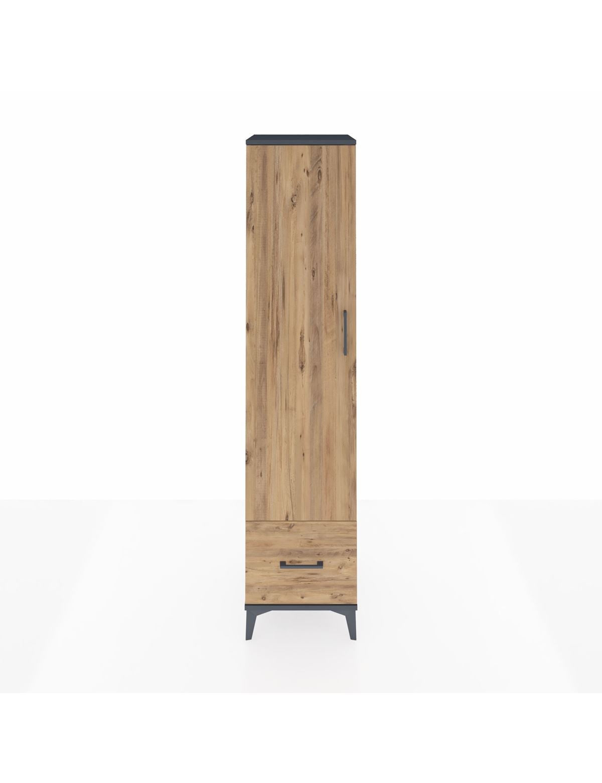 Hyperion Dolap 5 Raflı Tek Çekmeceli Tek Kapaklı 44x44x195 Antrasit-Çam