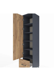 Hyperion Dolap 5 Raflı Tek Çekmeceli Tek Kapaklı 44x44x195 Antrasit-Çam