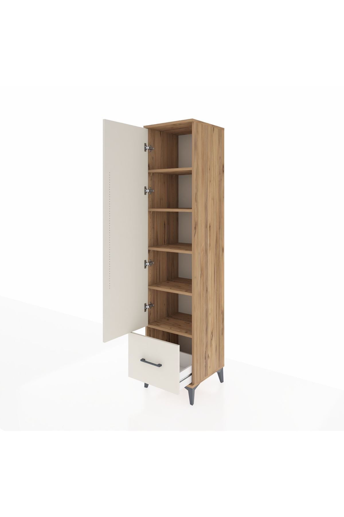 Hyperion Dolap 5 Raflı Tek Çekmeceli Tek Kapaklı 44x44x195 Çam-Aytaşı