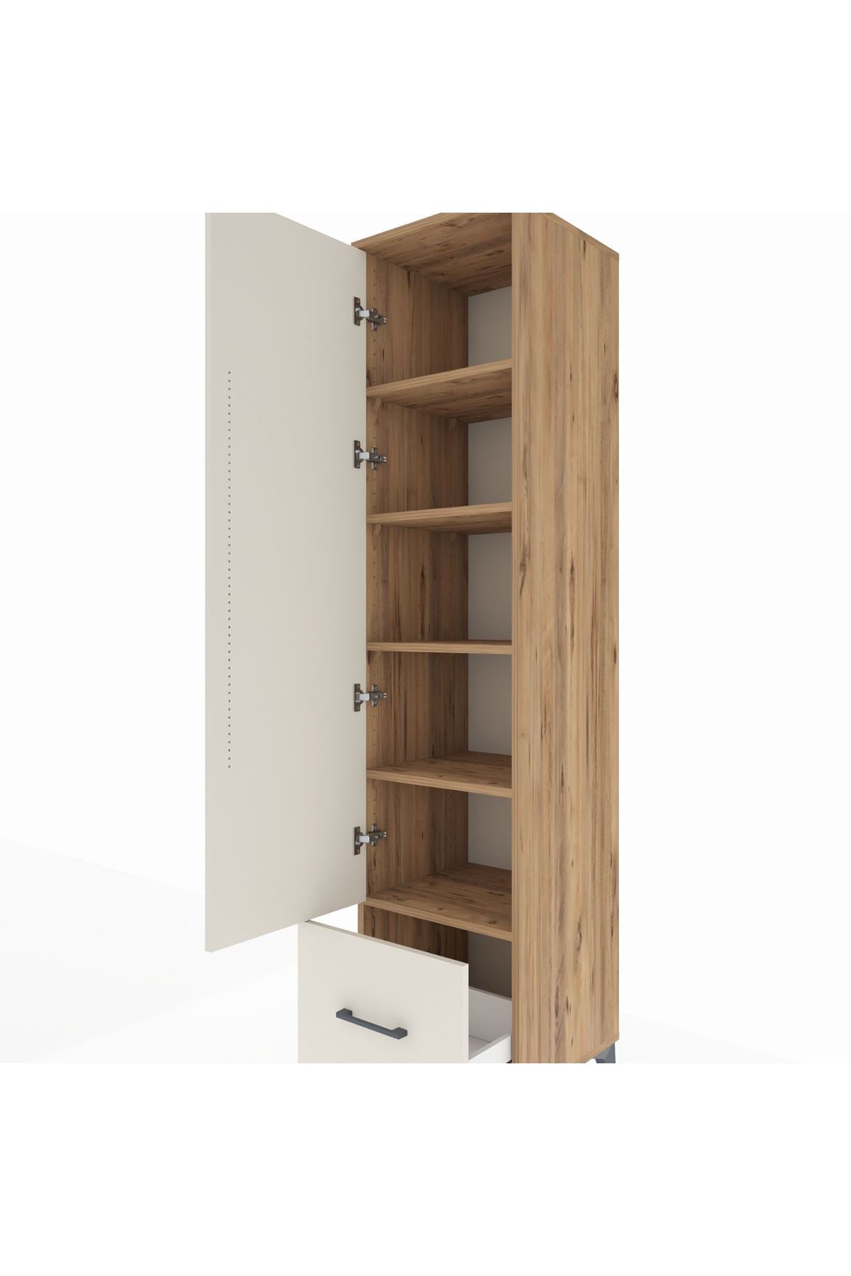 Hyperion Dolap 5 Raflı Tek Çekmeceli Tek Kapaklı 44x44x195 Çam-Aytaşı