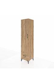 Hyperion Dolap 5 Raflı Tek Çekmeceli Tek Kapaklı 44x44x195 Çam-Çam