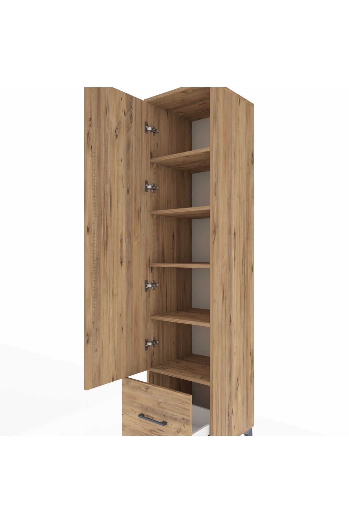 Hyperion Dolap 5 Raflı Tek Çekmeceli Tek Kapaklı 44x44x195 Çam-Çam