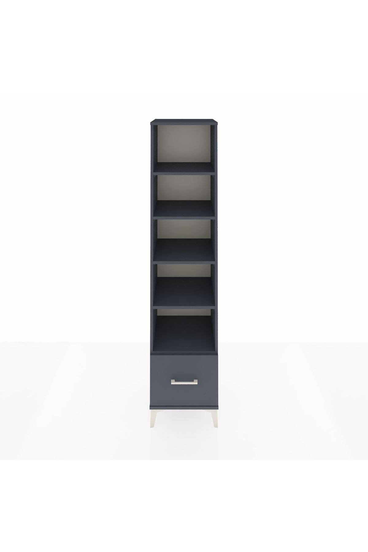 Hyperion Dolap 5 Raflı Tek Çekmeceli 44x44x195 Antrasit-Antrasit