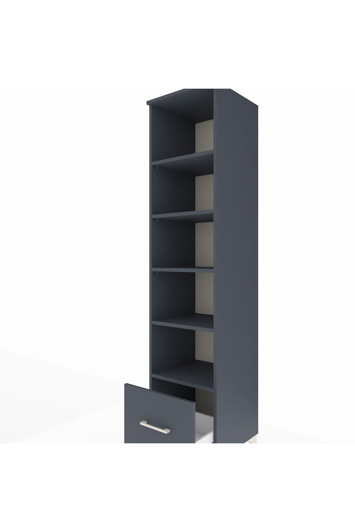 Hyperion Dolap 5 Raflı Tek Çekmeceli 44x44x195 Antrasit-Antrasit