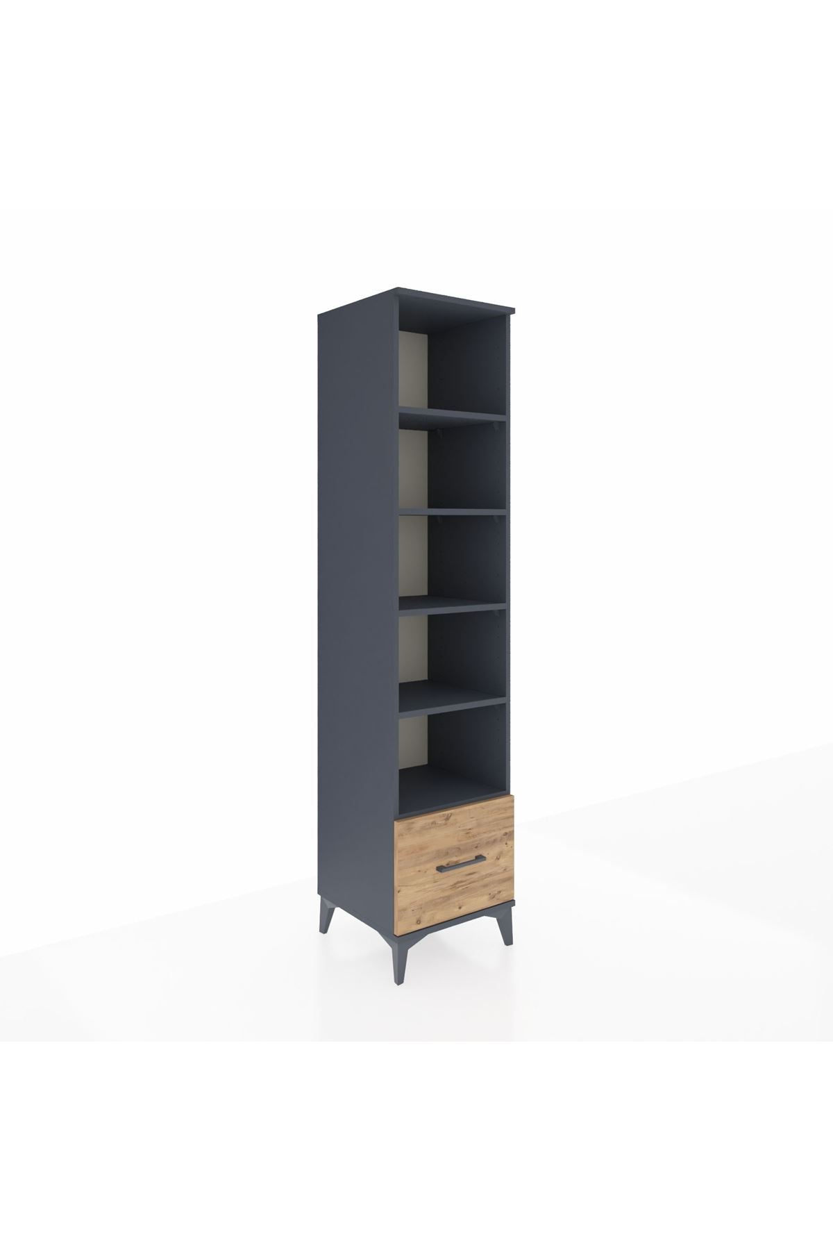 Hyperion Dolap 5 Raflı Tek Çekmeceli 44x44x195 Antrasit-Çam