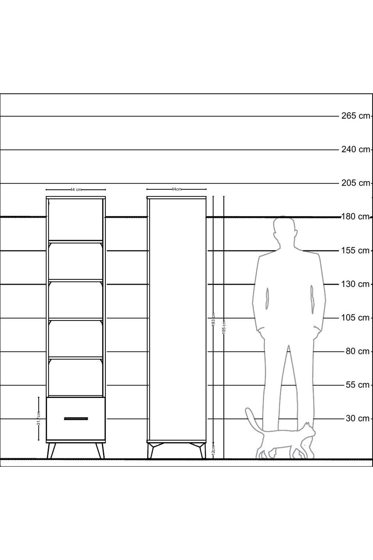 Hyperion Dolap 5 Raflı Tek Çekmeceli 44x44x195 Çam-Aytaşı