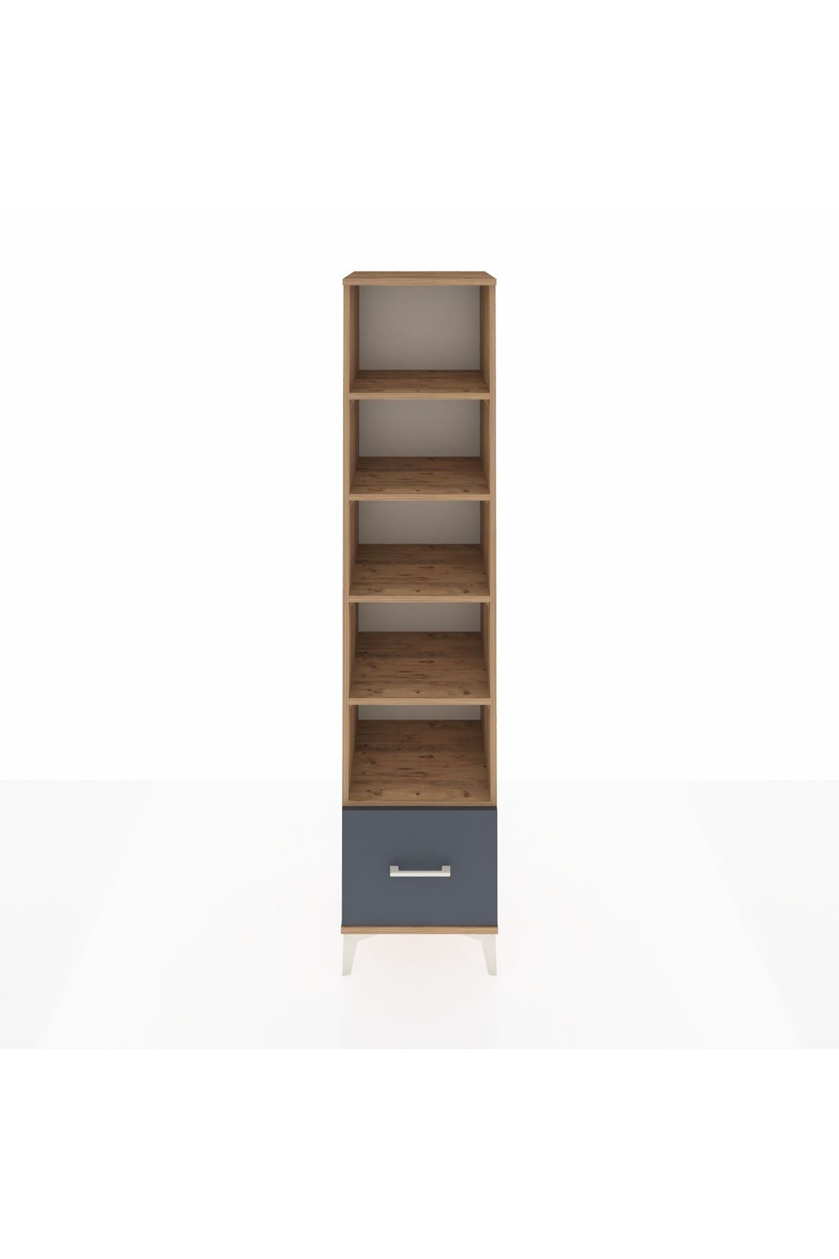 Hyperion Dolap 5 Raflı Tek Çekmeceli 44x44x195 Çam-Antrasit