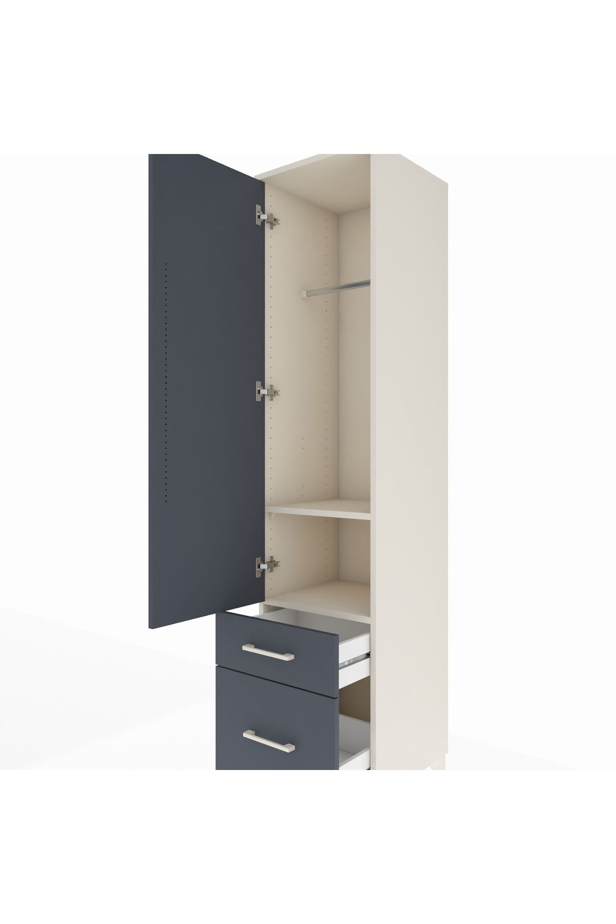 Hyperion Dolap 2 Raflı 2 Çekmeceli Tek Askılı 44x44x195 Aytaşı-Antrasit