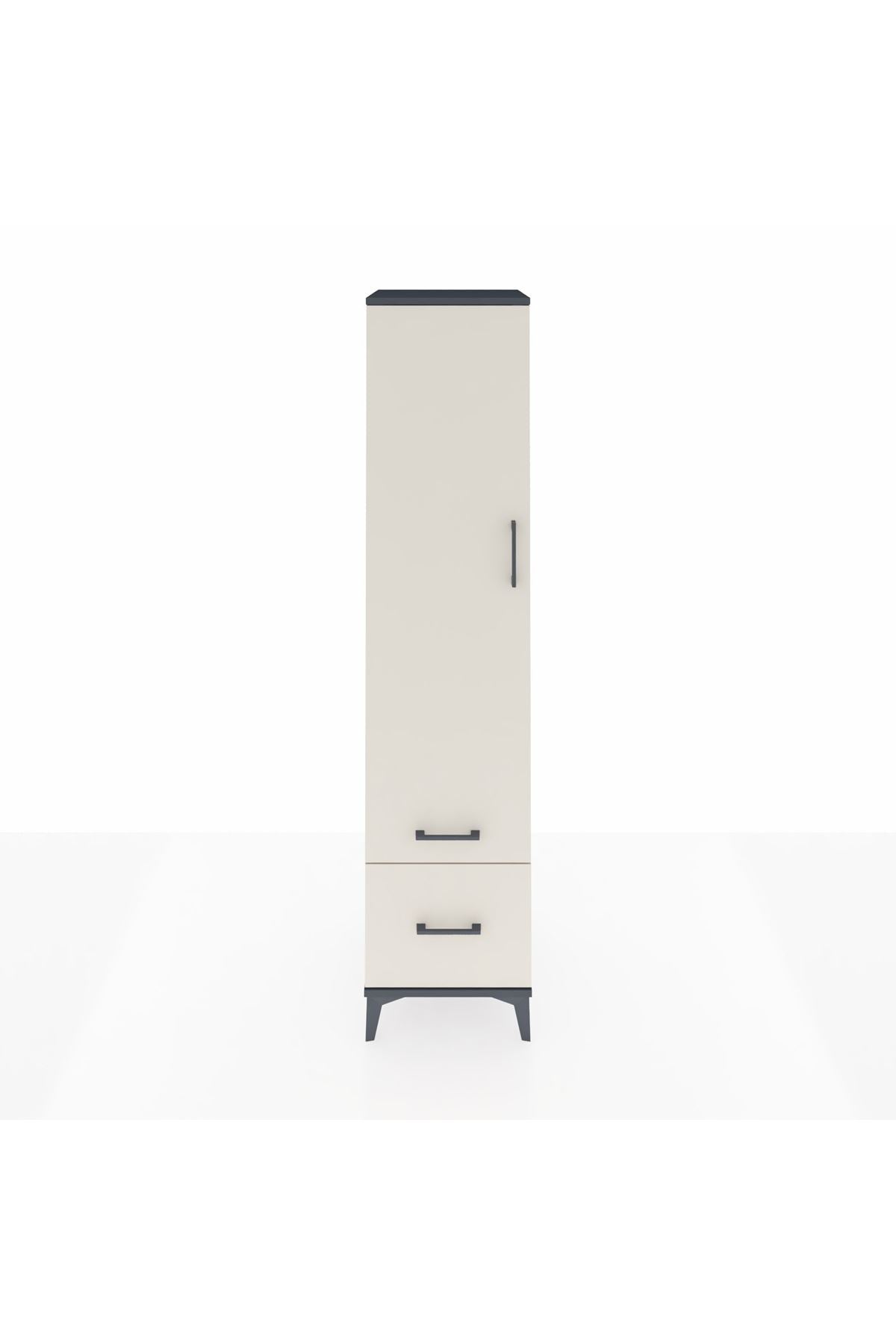 Hyperion Dolap 2 Raflı 2 Çekmeceli Tek Askılı 44x44x195 Antrasit-Aytaşı