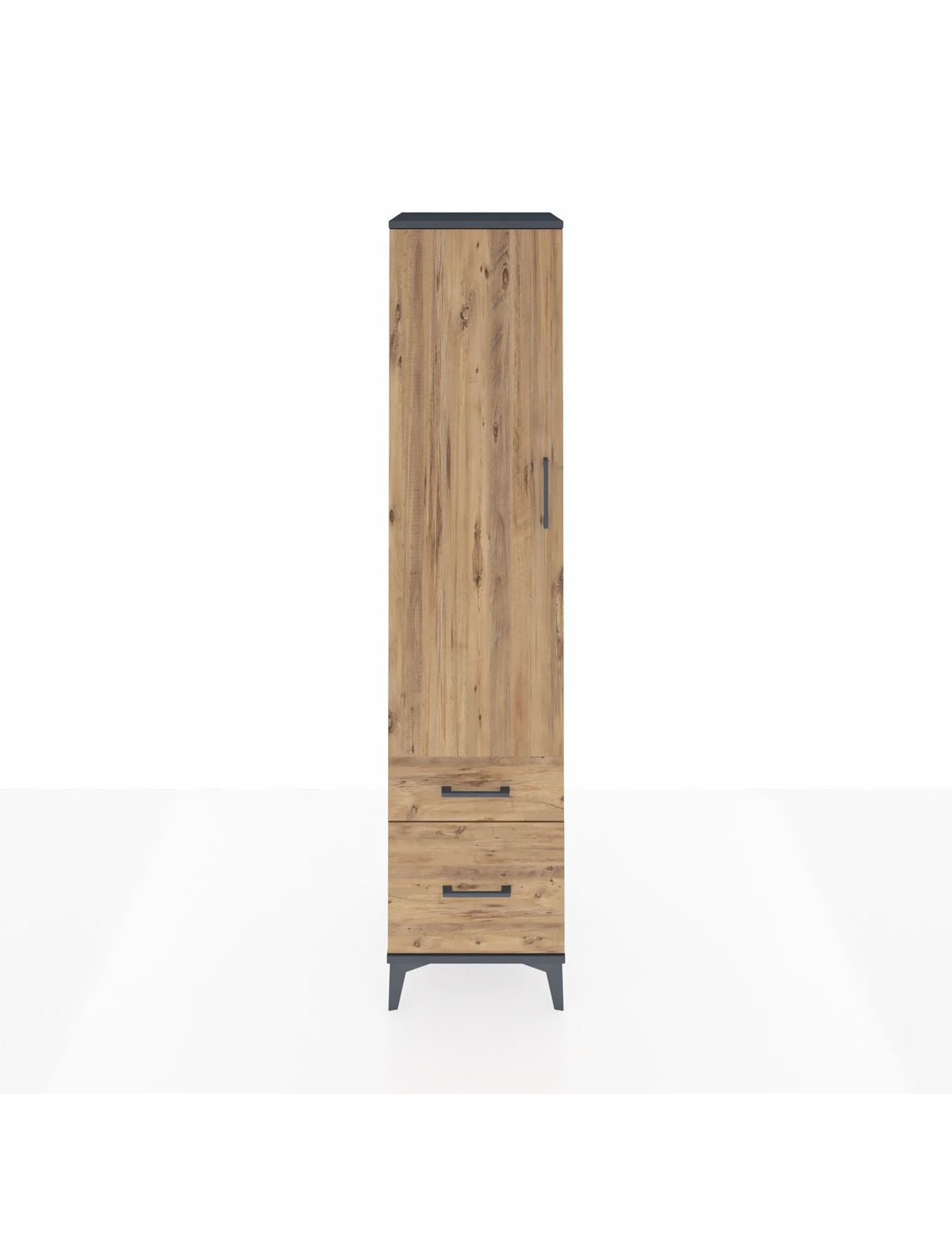 Hyperion Dolap 2 Raflı 2 Çekmeceli Tek Askılı 44x44x195 Antrasit-Çam