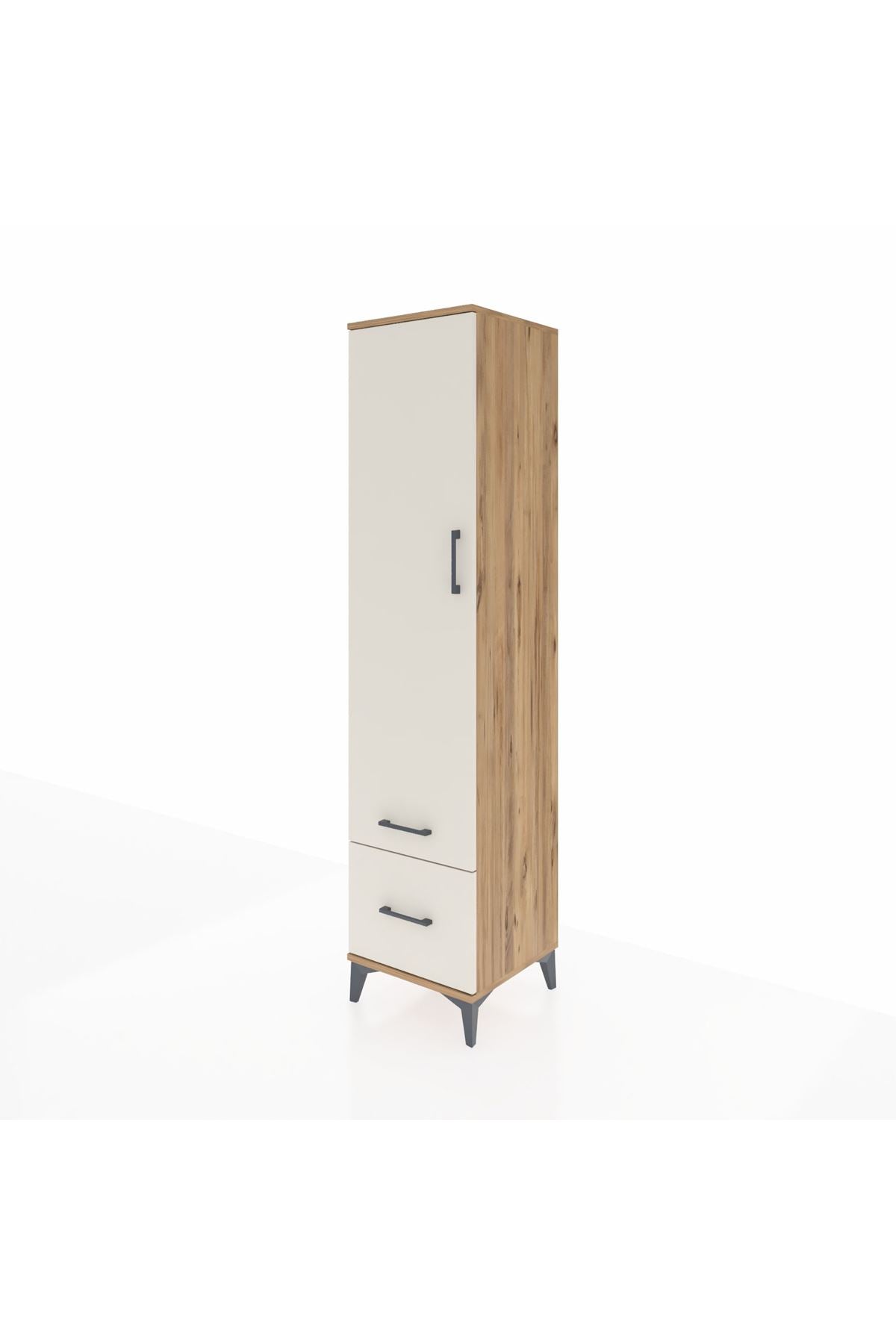 Hyperion Dolap 2 Raflı 2 Çekmeceli Tek Askılı 44x44x195 Çam-Aytaşı