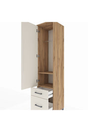 Hyperion Dolap 2 Raflı 2 Çekmeceli Tek Askılı 44x44x195 Çam-Aytaşı