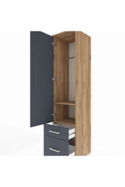 Hyperion Dolap 2 Raflı 2 Çekmeceli Tek Askılı 44x44x195 Çam-Antrasit