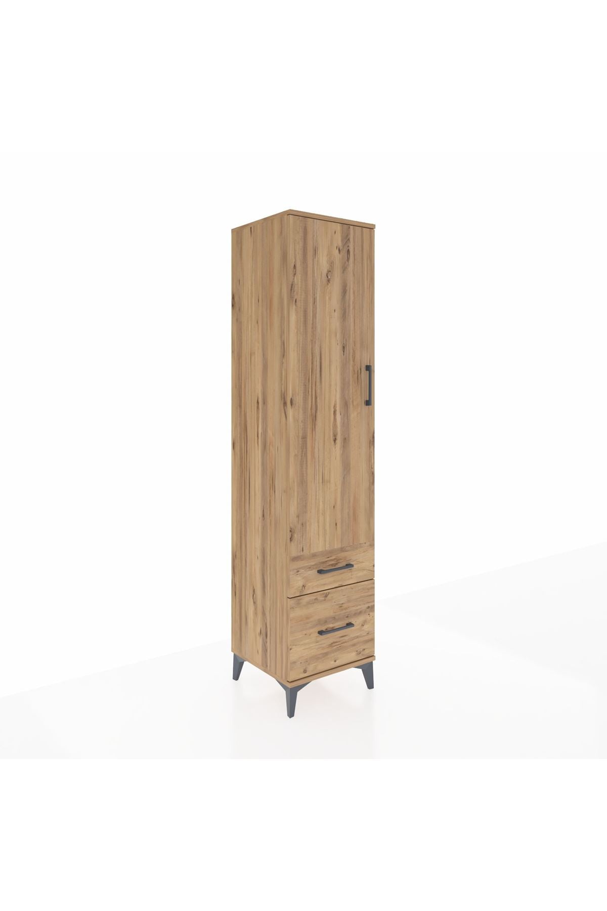 Hyperion Dolap 2 Raflı 2 Çekmeceli Tek Askılı 44x44x195 Çam-Çam