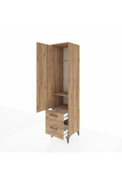 Hyperion Dolap 2 Raflı 2 Çekmeceli Tek Askılı 44x44x195 Çam-Çam