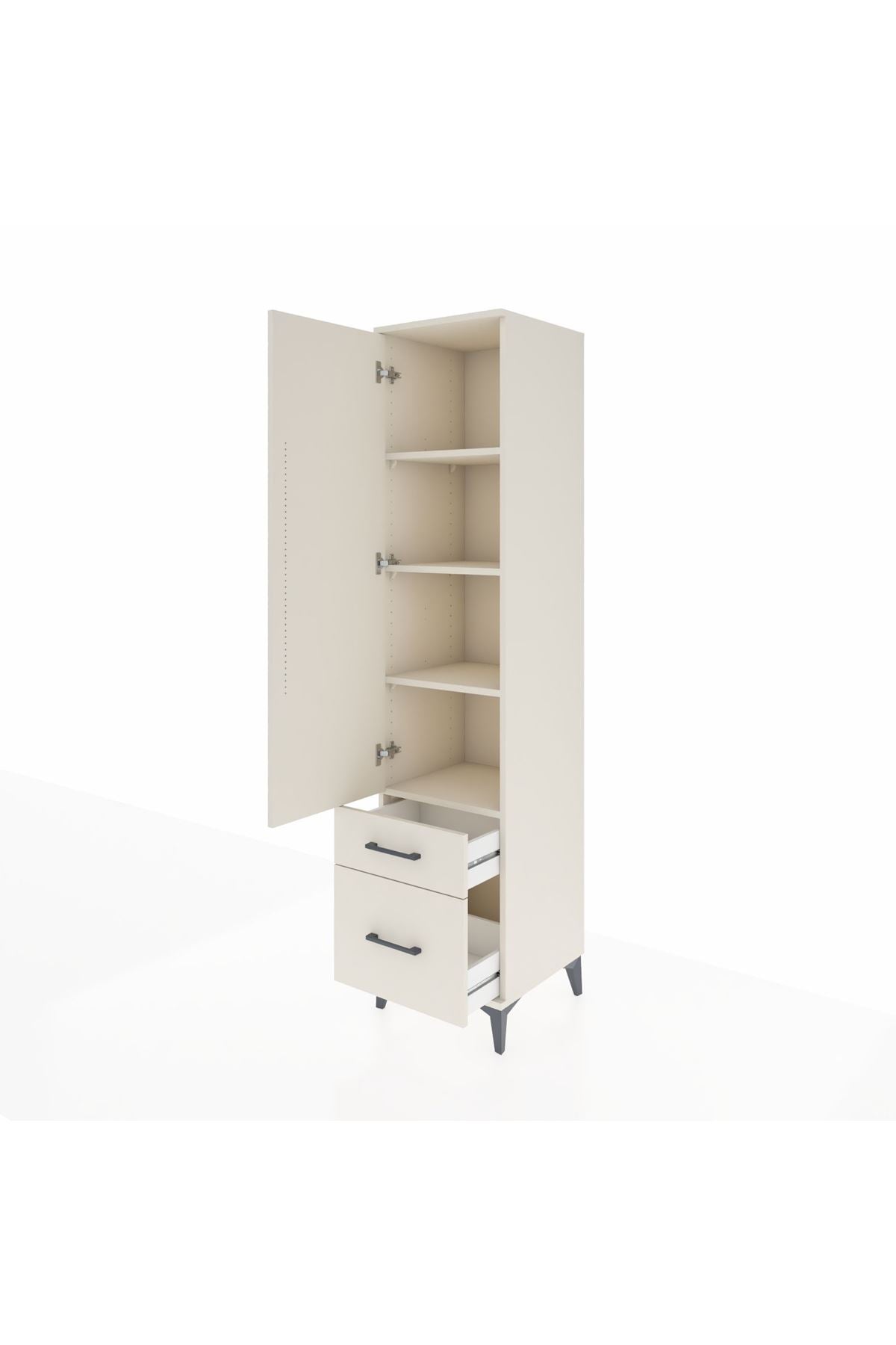 Hyperion Dolap 4 Raflı 2 Çekmeceli Tek Kapaklı 44x44x195 Aytaşı-Aytaşı