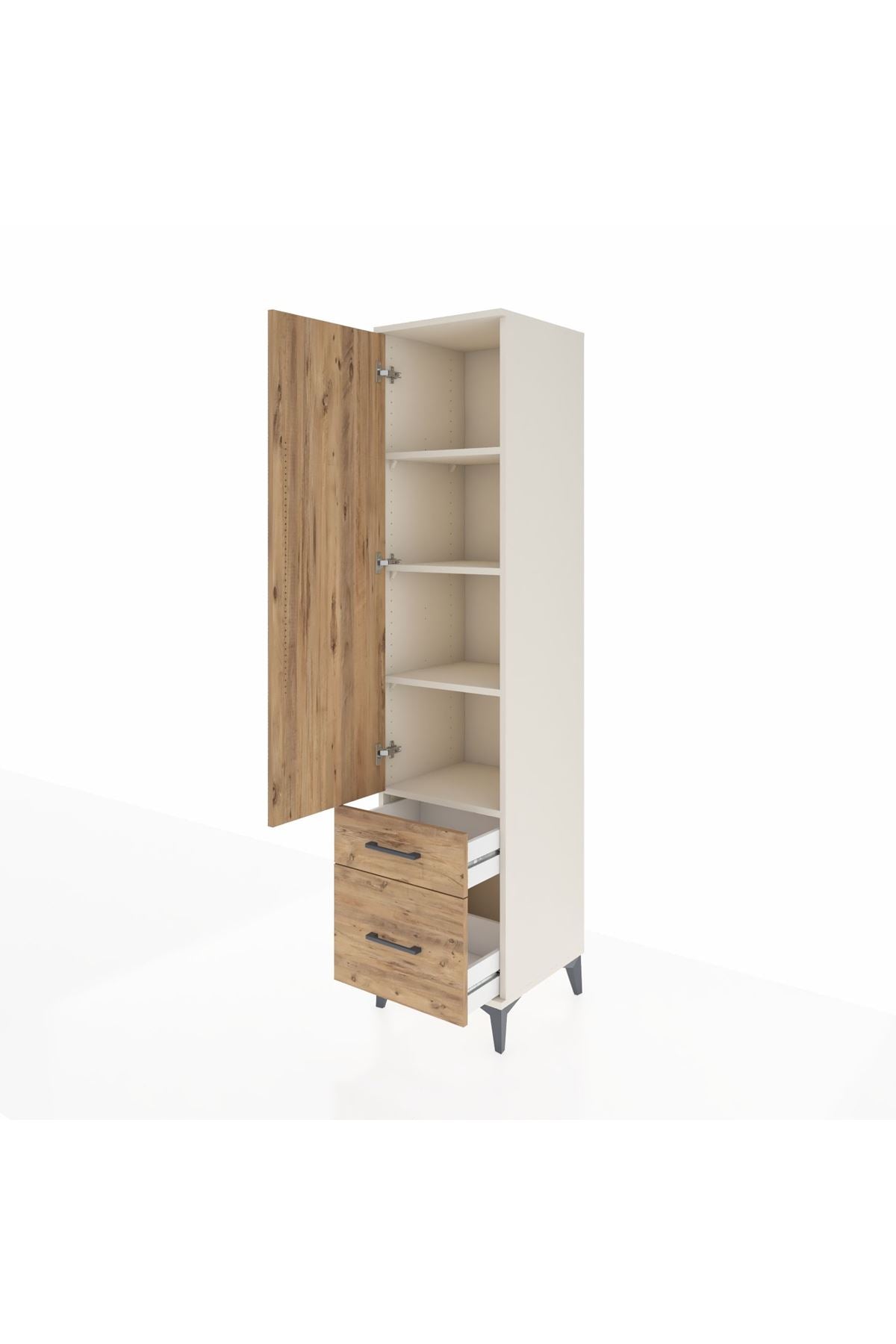 Hyperion Dolap 4 Raflı 2 Çekmeceli Tek Kapaklı 44x44x195 Aytaşı-Çam