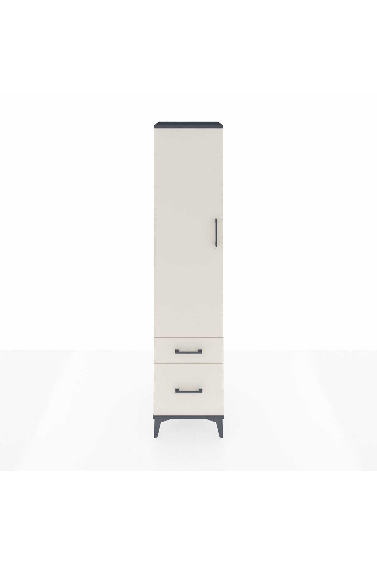 Hyperion Dolap 4 Raflı 2 Çekmeceli Tek Kapaklı 44x44x195 Antrasit-Aytaşı