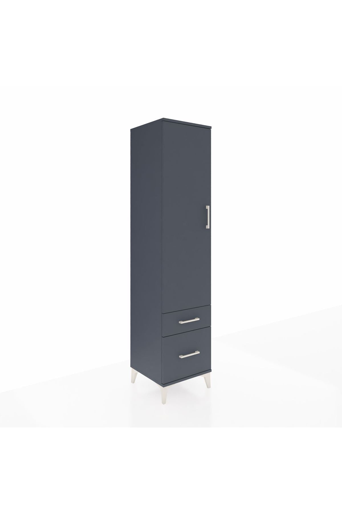 Hyperion Dolap 4 Raflı 2 Çekmeceli Tek Kapaklı 44x44x195 Antrasit-Antrasit