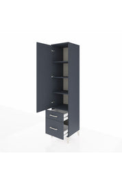 Hyperion Dolap 4 Raflı 2 Çekmeceli Tek Kapaklı 44x44x195 Antrasit-Antrasit
