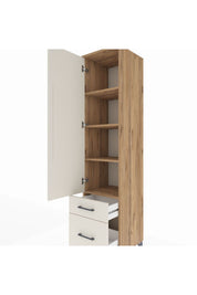 Hyperion Dolap 4 Raflı 2 Çekmeceli Tek Kapaklı 44x44x195 Çam-Aytaşı