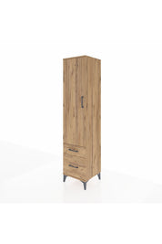 Hyperion Dolap 4 Raflı 2 Çekmeceli Tek Kapaklı 44x44x195 Çam-Çam