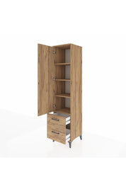 Hyperion Dolap 4 Raflı 2 Çekmeceli Tek Kapaklı 44x44x195 Çam-Çam