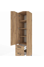 Hyperion Dolap 4 Raflı 2 Çekmeceli Tek Kapaklı 44x44x195 Çam-Çam