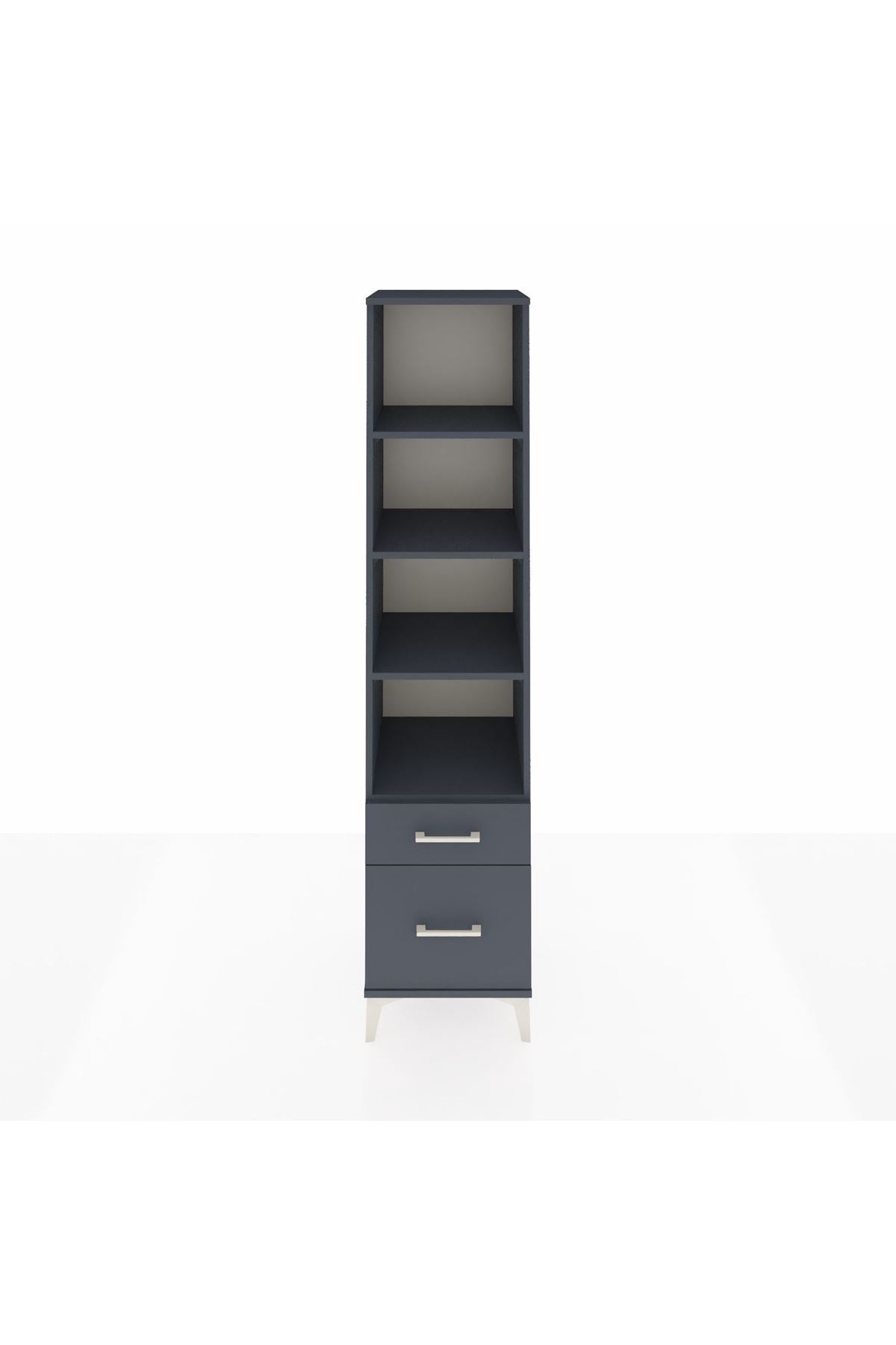 Hyperion Dolap 4 Raflı 2 Çekmeceli 44x44x195 Antrasit-Antrasit