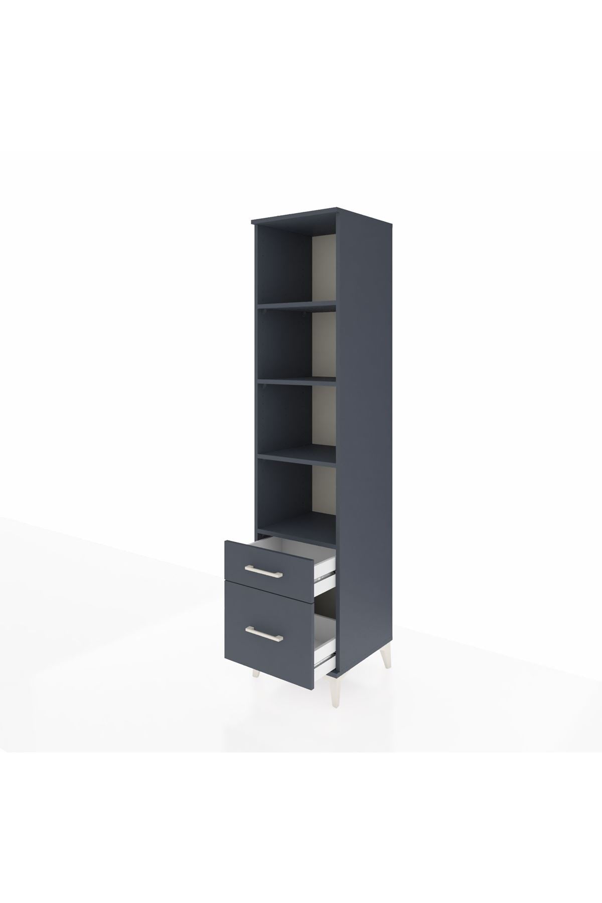 Hyperion Dolap 4 Raflı 2 Çekmeceli 44x44x195 Antrasit-Antrasit