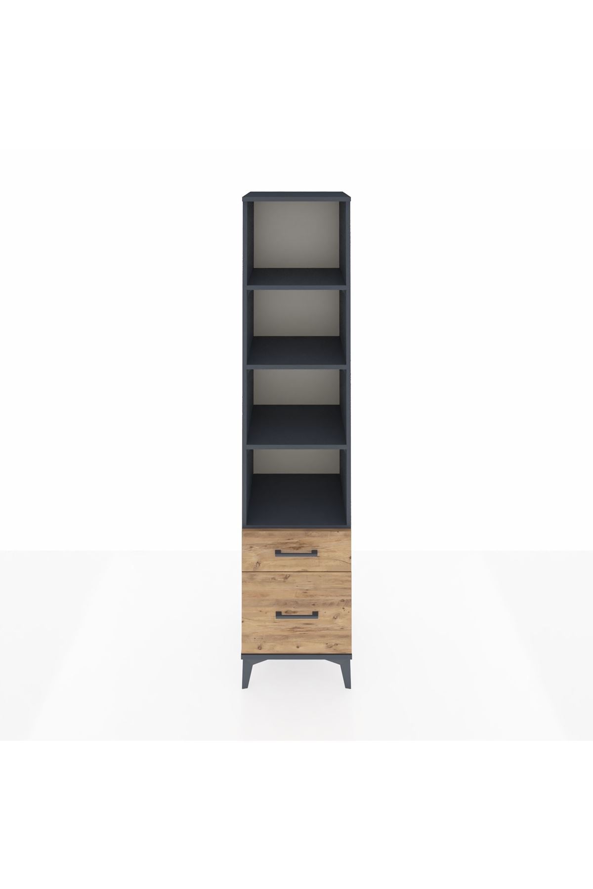 Hyperion Dolap 4 Raflı 2 Çekmeceli 44x44x195 Antrasit-Çam