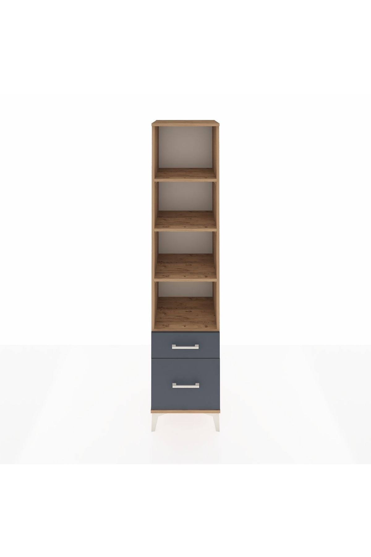 Hyperion Dolap 4 Raflı 2 Çekmeceli 44x44x195 Çam-Antrasit