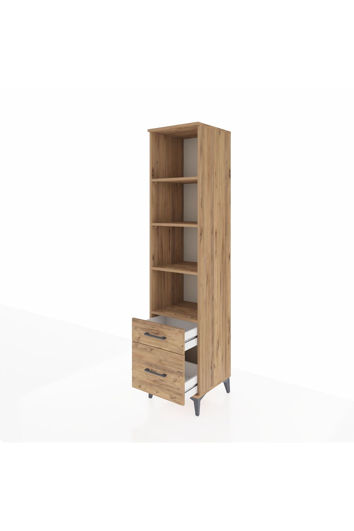 Hyperion Dolap 4 Raflı 2 Çekmeceli 44x44x195 Çam-Çam