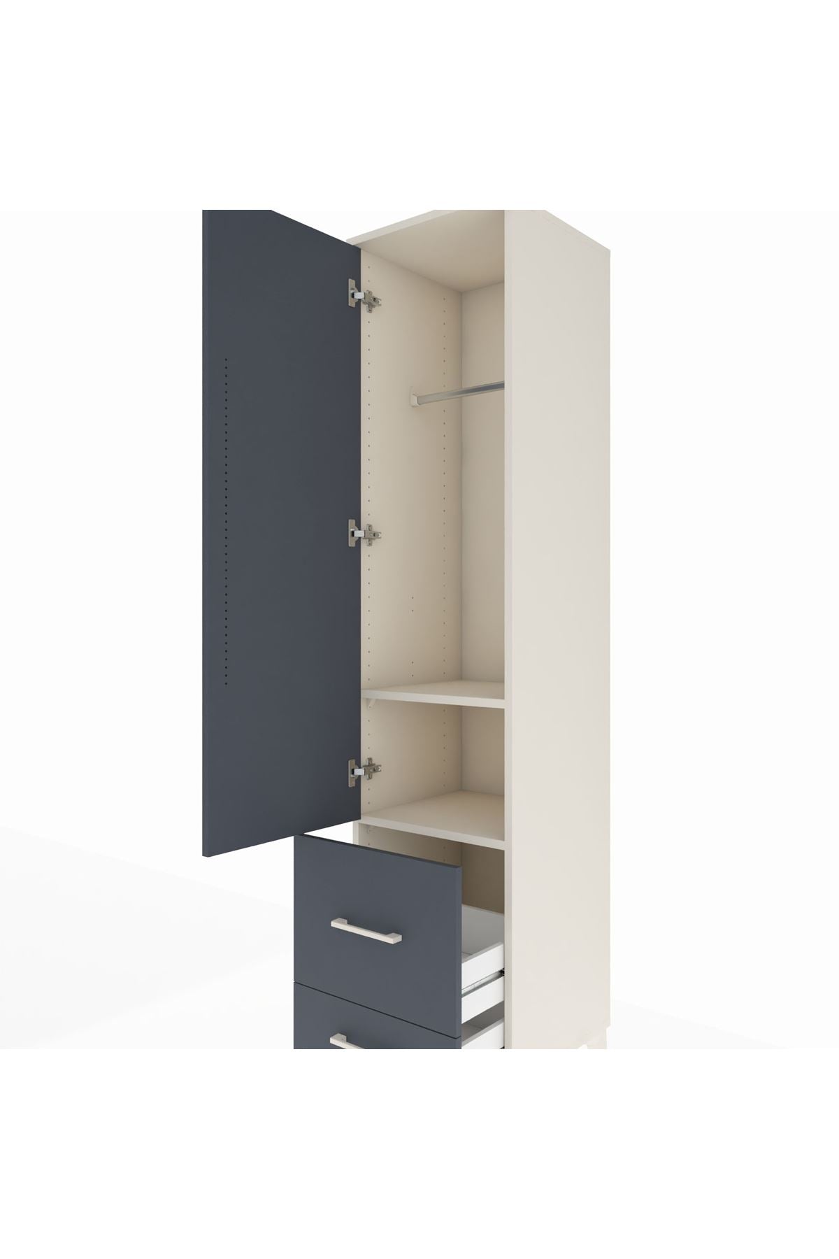 Hyperion Dolap 2 Raflı 2 Çekmeceli Tek Askılı 44x44x195 Aytaşı-Antrasit